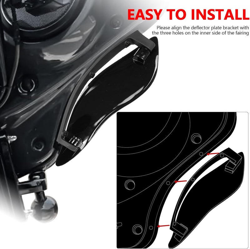 MOCODUO Motorcycle Side Wings Air Deflectors, Adjustable Fairing Side Wing Windshield Deflectors Compatible for Harley Electra Glide Street Glide Tri Glide Ultra Limited Fairing Side Shield 2014-Later Black - Image 3